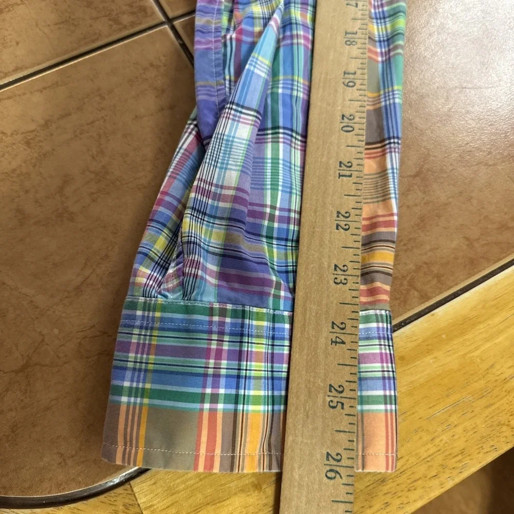 Polo Ralph Lauren Button Shirt Mens Sz XL Multicolor Madras Plaid Stretch Cotton